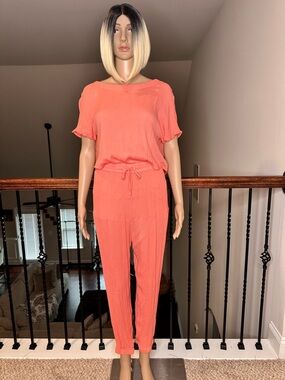 Women's Coral Knit Drawstring Jumpsuit